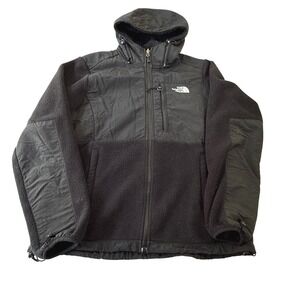 The North Face Womens Black Denali Hooded Polartec Fleece Jacket Medium